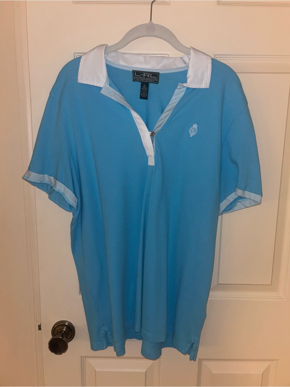 Ralph Lauren Lauren Active Turquoise Polo with White Trim